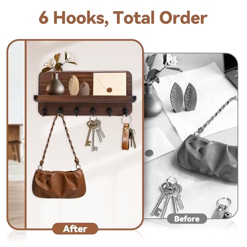 Key Holder for Wall, Mail Organizer Wall Mount with 6 - Image 4