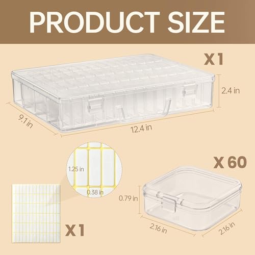Bead Organizer Box, 60 Pack Small Clear Storage Boxes with Labels - Image 3