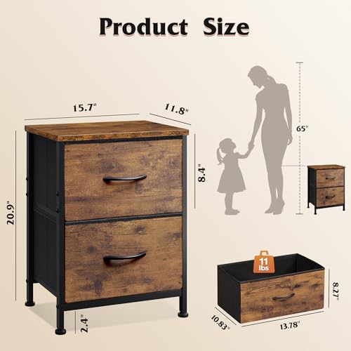 WLIVE Night Stand, Small Dresser with 2 Drawers & Wo | All Products - Image 4