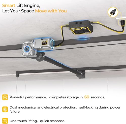 FERO Motorized Overhead Garage Storage Rack with Remote - Image 4