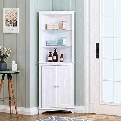 Spirich Tall Corner Bathroom Cabinet with Doors - Image 4