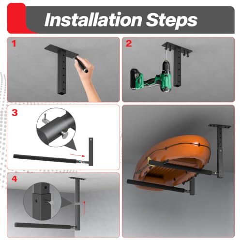 Ceiling Kayak Storage Rack for Garage, Heavy-Duty Overhead - Image 5