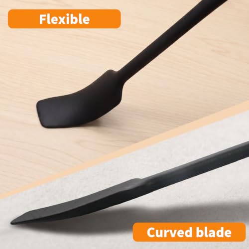 3 Pack Silicone Jar Spatulas, Long Handle, Black - Image 6