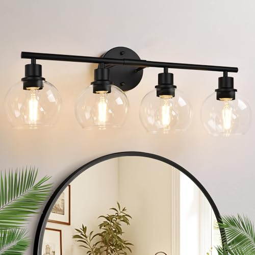 Indoi 4-Light Bathroom Light Fixtures, Black Bathroom Lights Over - Image 2