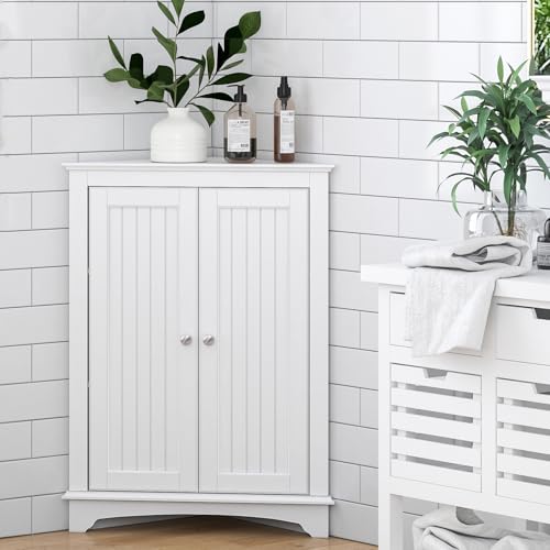 Spirich Corner Bathroom Cabinet with Doors and Adjustable Shelf - Image 7