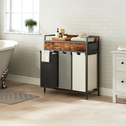 Herture Laundry Sorter 3 Section Laundry Hamper with Shelf - Image 6