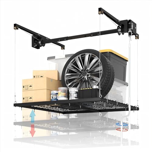 Garvee Overhead Garage Storage Rack Lift, 4x4 ft Ceiling - Image 2