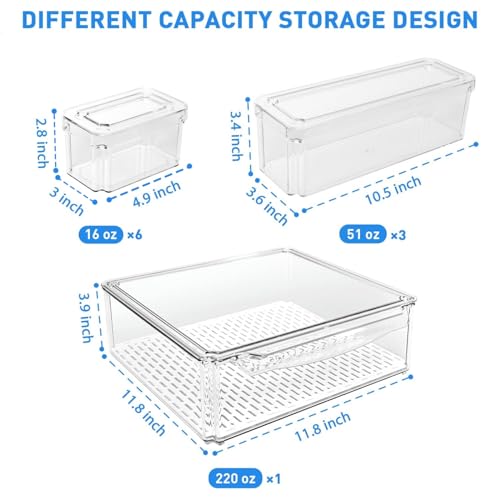 POMEAT 10 Pack Clear Fridge Organizers and Storage with Lids - Image 4
