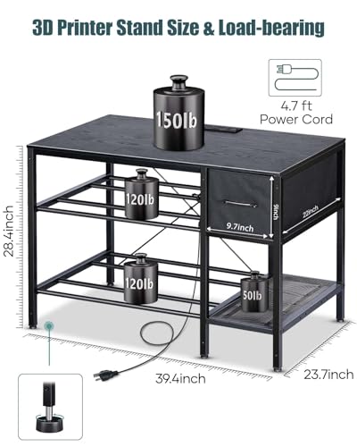 AHOWPD 3D Printer Table with Filament Storage Rack & - Image 6