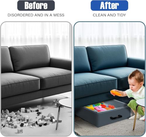 LILXIU Under Couch Storage, 2 Pack Foldable Under Sofa Storage - Image 5