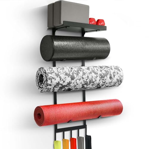 Yoga Mat Holder Wall Mount, Home Gym Storage Rack with Top - Image 2