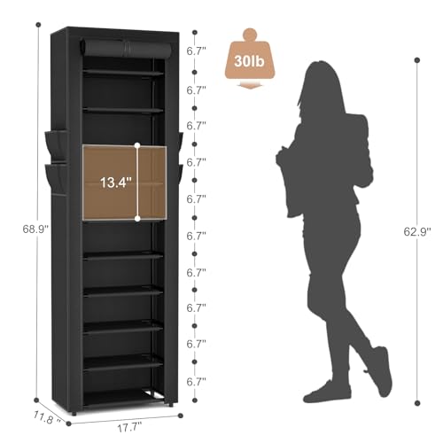 VTRIN Shoe Rack with Cover Organizer 10 Tier Vertical Shoe Stand - Image 4