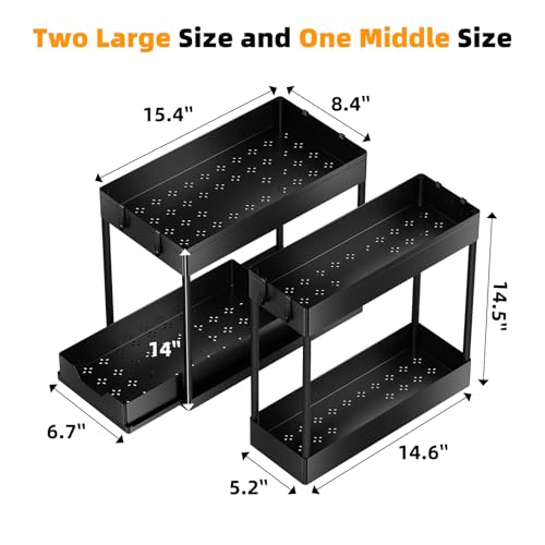 Simple Trending Under Sink Organizer 3 Pack, with Sliding Drawer, Black
