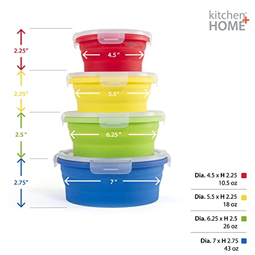 Thin Bins Collapsible Containers Set of 4 Round Silicone Food - Image 7