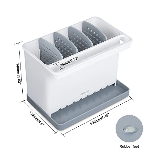 YOHOM Sink Brush Holder for Kitchen Sink Sponge Caddy Countertop - Image 7