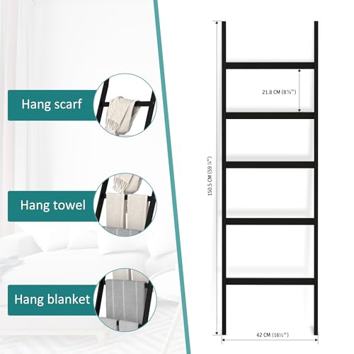 WTZ Bamboo Blanket Ladder, 5-Layer Towel Racks - Image 4