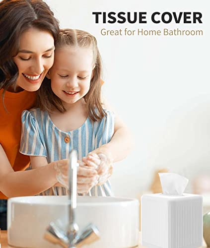 Livelab Tissue Box Cover with Base, Square Plastic Tissue Box - Image 5