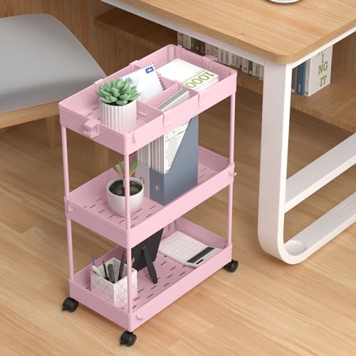3 Tier Rolling Cart with Wheels, Storage Craft Art Trolley - Image 6