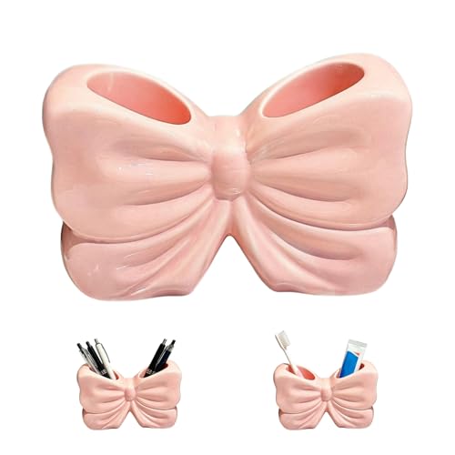 Bow Toothbrush Holder, Cute Ceramic Toothbrush Holder Set - Image 2