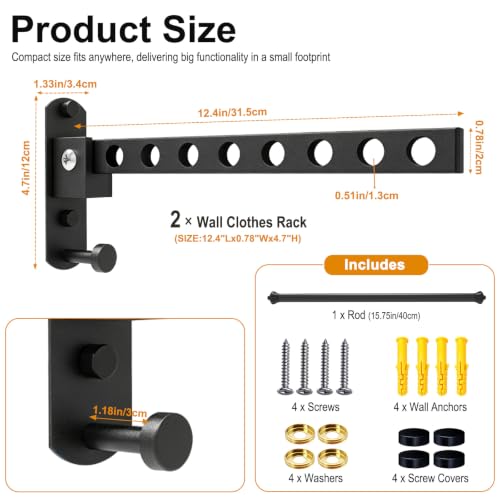 Wall Mounted Clothes Drying Rack, Space Saver - Image 3