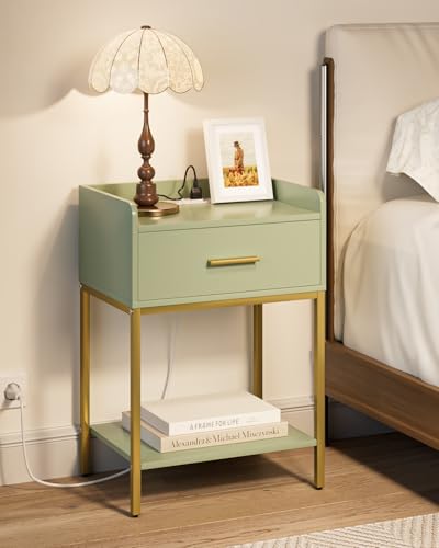 Nightstand with Charging Station,3-Tier Modern Bedside Table - Image 2