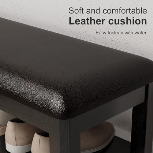 AQIMUELE Shoe Bench with Leather Cushion, 3 Tiers Shoe - Image 5