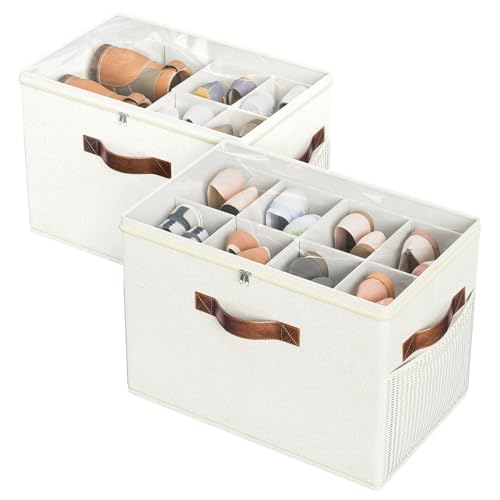2 Pack Shoe Organizer for Closet, Foldable Shoe Storage - Image 2