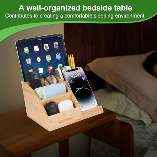 Bamboo Pen Holder for Desk & Nightstand Organizer with Fast - Image 4