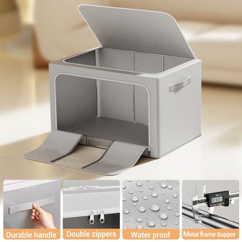 Clothes Storage Bins with Metal Frame Foldable Stora | All Products - Image 6