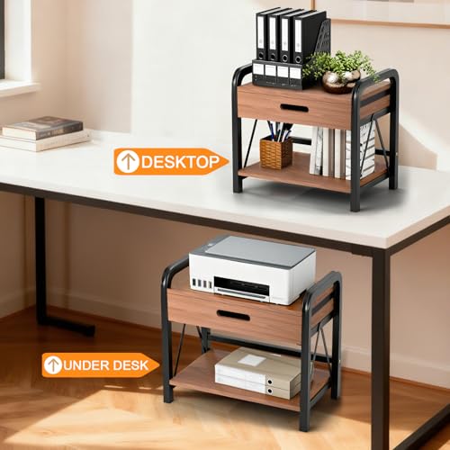 Printer Stand with Wooden Storage Drawer for Desk - Image 5