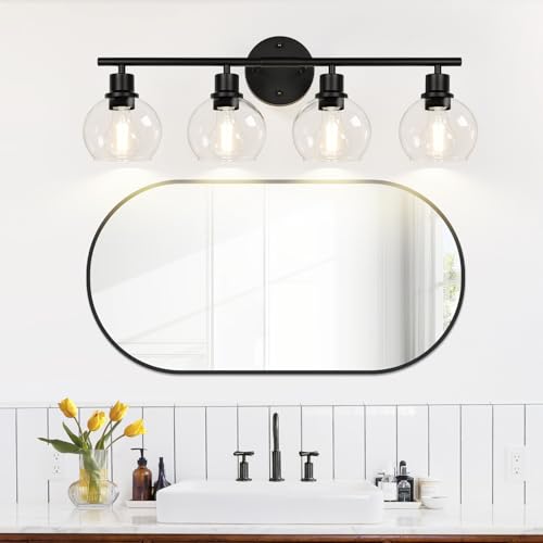 Indoi 4-Light Bathroom Light Fixtures, Black Bathroom Lights Over - Image 8