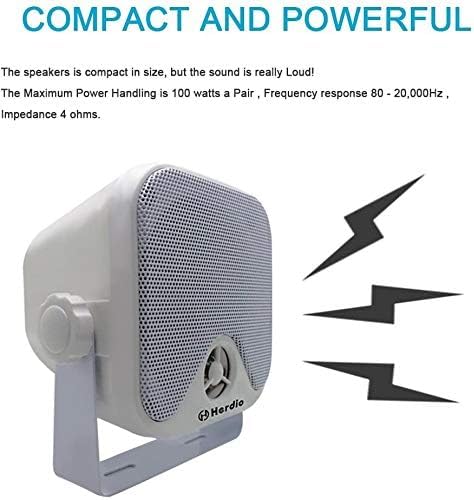Herdio 4" Heavy Duty Waterproof Boat Marine Box Outdoor Speakers - Image 7