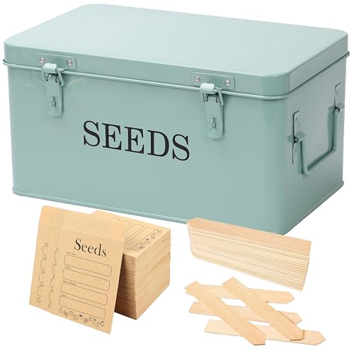 Large Modern Green Rectangular Metal Seed Storage Box - Image 2
