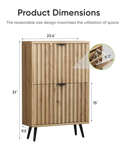 Shoe Storage Cabinet, Fluted Shoe Cabinet Storage for Entryway - Image 3