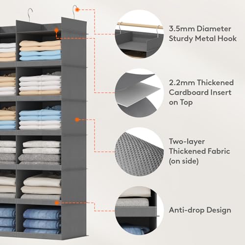 Lifewit 12 Sections Dual-Row Shelf Hanging Closet Storage - Image 5