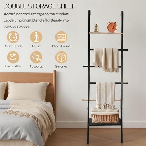 Wooden Ladder with Shelf for Decor, 6-Tier Decor Ladder - Image 6