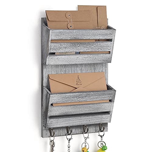 Mail Sorter Wall Mounted, Wooden Mail Holder with 4 | All Products - Image 2