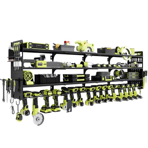 Large 65'' Wide Power Tool Organizer Wall Mount, 4-Tier 16-Drill - Image 2