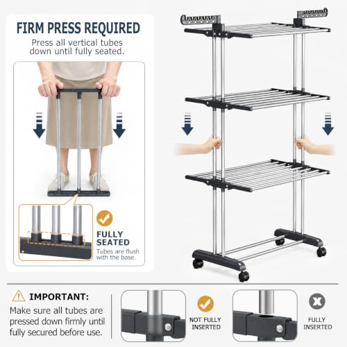 Upgraded 4-Tier Clothes Drying Rack, Drying Rack Clothing - Image 4