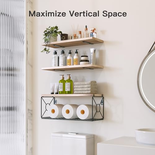Amada Bathroom Shelves with Storage Basket, Set of 3 - Image 3