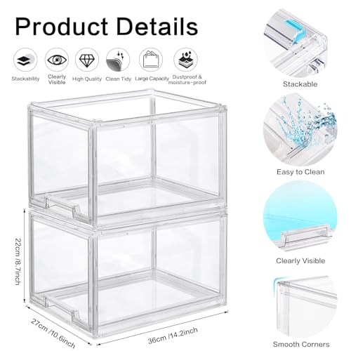 DILIBRA 2 Packs Large Stackable Storage Drawers, Plastic Clear - Image 4