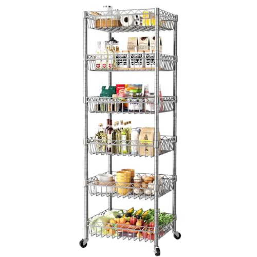 6 Tier Shelf Wire Shelving Adjustable Storage Shelves Basket Rack - Image 2