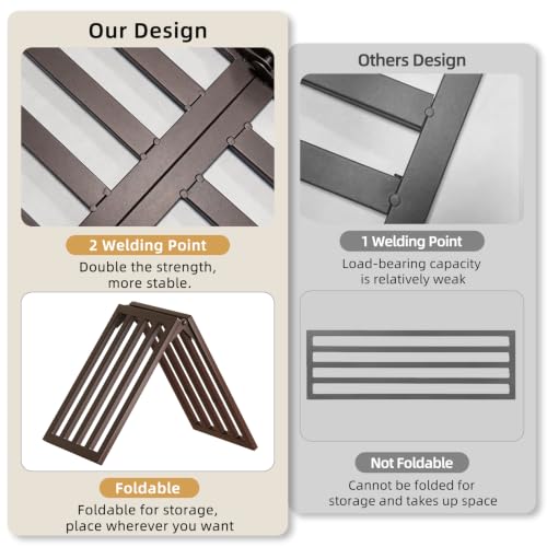 2 Pack Plant Stand, Foldable Metal Shelf, Indoor Outdoor, Coffee - Image 7