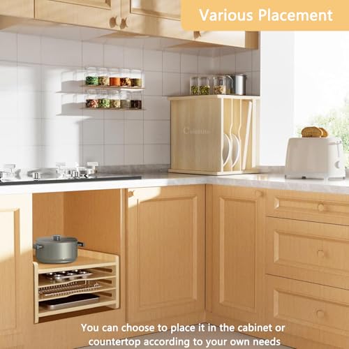 Celestite Wooden Baking Sheet Organizer for Cabinet, Baking Tray - Image 6