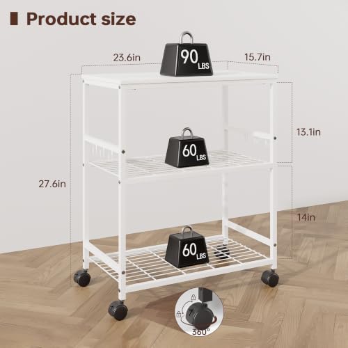 Kitchen Rolling Cart, 3-Tier Microwave Stand with Lockable Wheels - Image 3