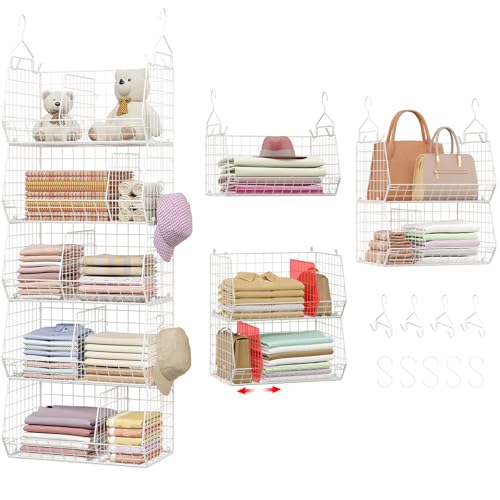 5 Tier Extra Large Closet Hanging Shelves with Divider,2 - Image 2