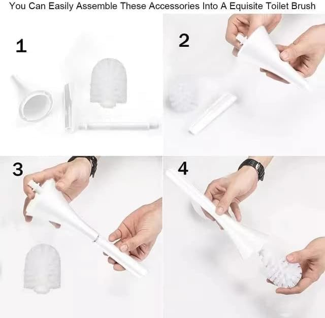 White Bathroom Decor Toilet Brush and Holder Set,Modern Toilet Bowl Brush Household Cleaning Brush for Bathtub