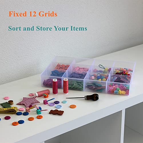 2 Pack Fixed 12 Grids Clear Plastic Organizer Sorting Tray - Image 4