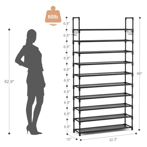 VTRIN 10 Tier Shoe Rack Tall Large Capacity Wide Shoe Organizer - Image 4