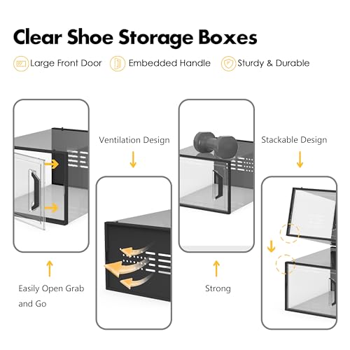 SEE SPRING X-Large Shoe Storage Box Fit Size 11, Clear Plastic - Image 5